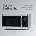 Farberware 1.6 Cu. Ft. Countertop Microwave Oven – 1100 Watts Power, Smart Sensor Auto Cook Settings, Defrost, Easy Clean and Child Safety Lock - Stainless