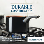 Farberware Glide Nonstick Sauce Pan/Saucepan with Straining and Lid, 3 Quart, (Black)