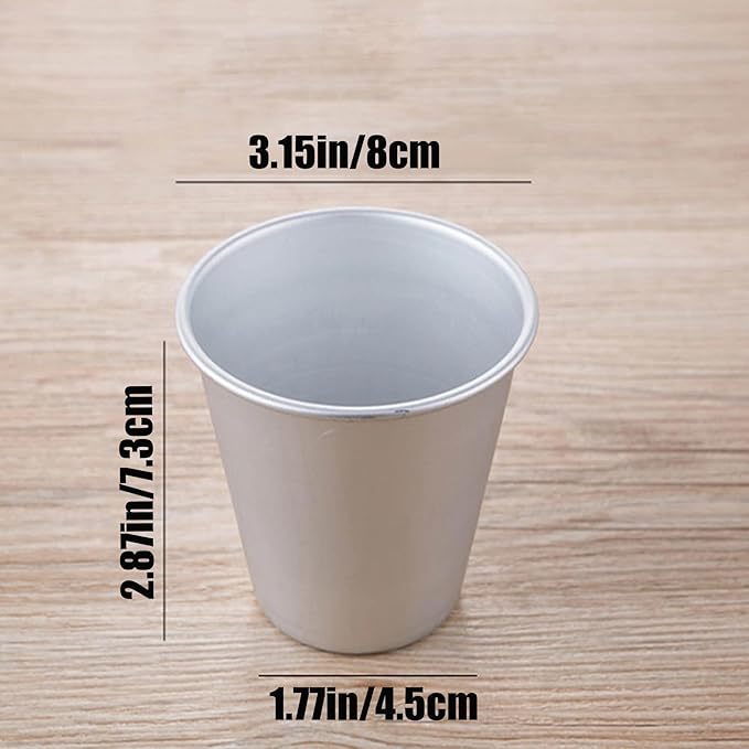 6 Packs Popover Pan, Aluminium Pudding Tin Cup Baking Maker, Individual Muffin Chocolate Molten Brownie Tumbler Raspberry Souffle Cupcake Moulds - Round Pudding 3.2"x 2.9"