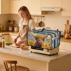 Highland Cattle Sunflower Print Toaster Cover Air Fryer Dust Cover Anti Fingerprint Aztec Toaster Oven Cover Washable Kitchen Small Appliance Covers (Large-18.5 * 22.5 * 12.99 inches)