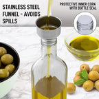 Zulay Olive Oil Dispenser For Kitchen, Glass Oil Container With Spout, Oil Decanter/Cruet Dispenser, Bottle Dispenser With Pourers and Funnel, 1 Pack (Clear)