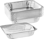 NYHI 9x13 Disposable Aluminum Foil Pans With Lids Large Half Size Deep Steam Pan and Oven Buffet Trays Food Containers for Catering Baking Roasting (25)
