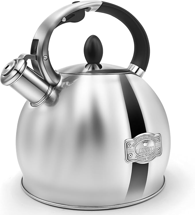Whistling Tea Kettle for Stovetop, (2.64 Quart-Mirror） Food Grade Stainless Steel Teapot of 5-layer base