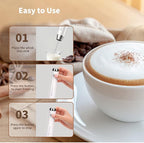 Maestri House Rechargeable Milk Frother, LunaFro NS Handheld Electric Foam Maker Waterproof Detachable Stainless Steel Whisk Drink Mixer Foamer for Lattes, Cappuccino, No Stand