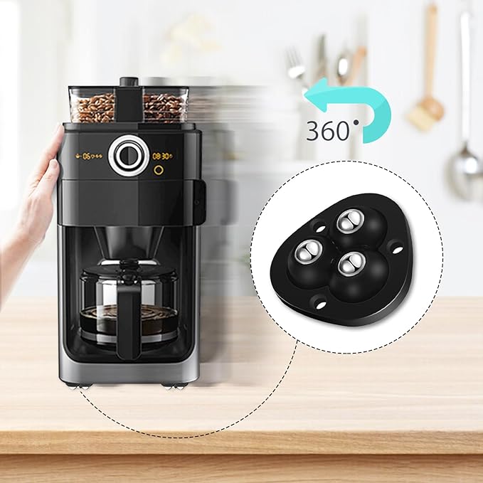 Appliance Casters - Furniture Sliders & Appliance Rollers for Kitchen, Coffee Machine, Blender, Oven - Helps Mom or Wife Easily Solve Countertop Sliding (Black, 4pcs)