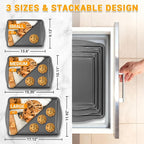 Baking Pan Set of 3 - Carbon Steel Baking Sheets Set, 13/15/17 Inch, Nonstick Cookie Sheets for Baking, Rust & Warp Resistant & Stackable, Nontoxic & Heavy Duty & Easy Clean