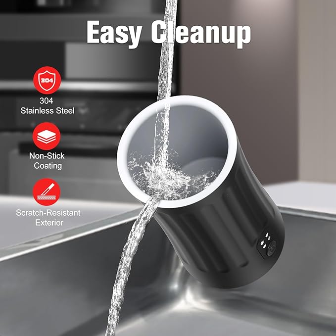 Milk Frother, 4-in-1 Milk Steamer and Frother, 8.1oz/240ml Automatic Warm and Cold Foam Maker, Auto Shut-Off Frother for Coffee, Latte, Cappuccino, Macchiato(Black)