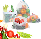 8 Reusable Blue Mesh Produce Bags - Large (12"x17") Washable See-Through Mesh for Fruit, Veg, Toy Storage