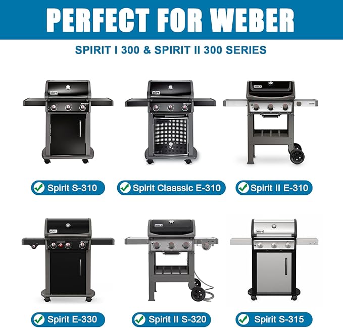 6787 Full-Size Griddle Inserts with Handles for Weber Spirit I & II 300 Series Grills Nonstick Flat Top Griddle for Weber Spirit E-310 E-320 S-310 S-320 Spirit II E-310 S-310 E-320 S-320 Series