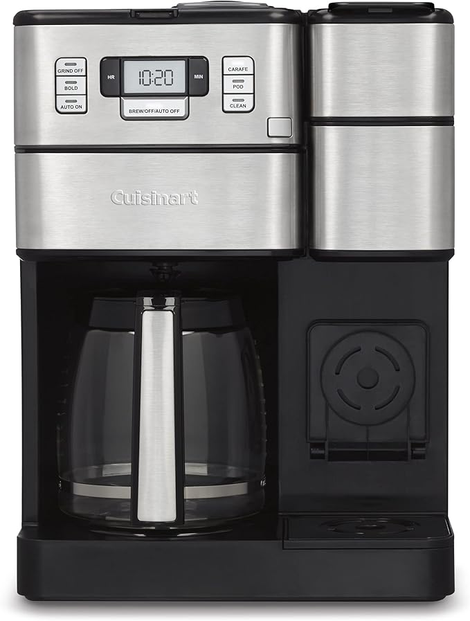 Cuisinart Coffee Center Grind and Brew Plus, Built-in Coffee Grinder, Coffeemaker and Single-Serve Brewer with 6oz, 8oz and 10oz Serving Size, Black/Silver, SS-GB1NAS