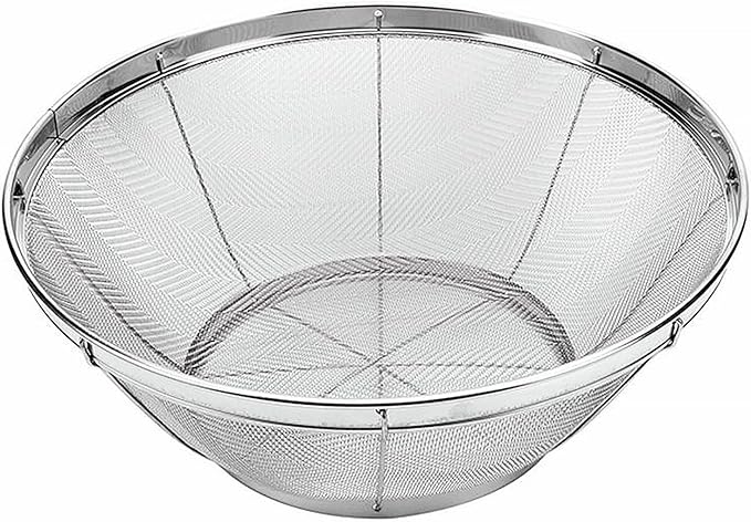 Fine Mesh Strainer for Kitchen, 5 Quart Stainless Steel Colander Bowl for Pasta, Rice, Fruit, Metal Net Baskets with Resting Base - Strain, Drain, Rinse