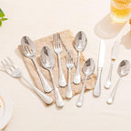 KINGSTONE 65 Piece Teardrop Silverware Set With Serving Utensils, 18/10 Stainless Steel Flatware Set, Modern Design Cutlery Set for Home/Hotel/Wedding,Mirror Polished and Dishwasher Safe