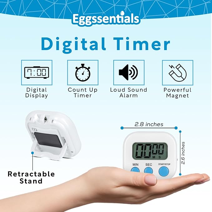 Pack of 4 - Kitchen Timer with Big Digital Numbers and Loud Alarm - Kitchen Timers for Cooking, Classroom for Kids, Gym, Yoga, Office.