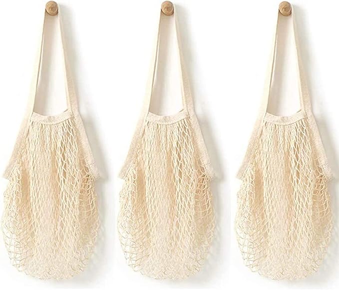 YOYI YOYI Reusable Produce Bags Cotton Mesh Grocery Bags,Washable Portable Vegetable Bag, 100% Cotton Mesh String Organizer Shopping Bag Handle Net Tote