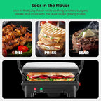 Chefman Panini Press Grill and Gourmet Sandwich Maker Non-Stick Coated Plates, Opens 180 Degrees to Fit Any Type or Size of Food, Stainless Steel Surface and Removable Drip Tray, 4 Slice, Black