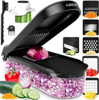 Fullstar Mandoline Slicer for Kitchen - Vegetable Chopper, Onion Potato Food Veggie Fruit Slicer and Cutter with Container, Kitchen Gadgets & Gifts, Home Essentials (6-in-1, Black)