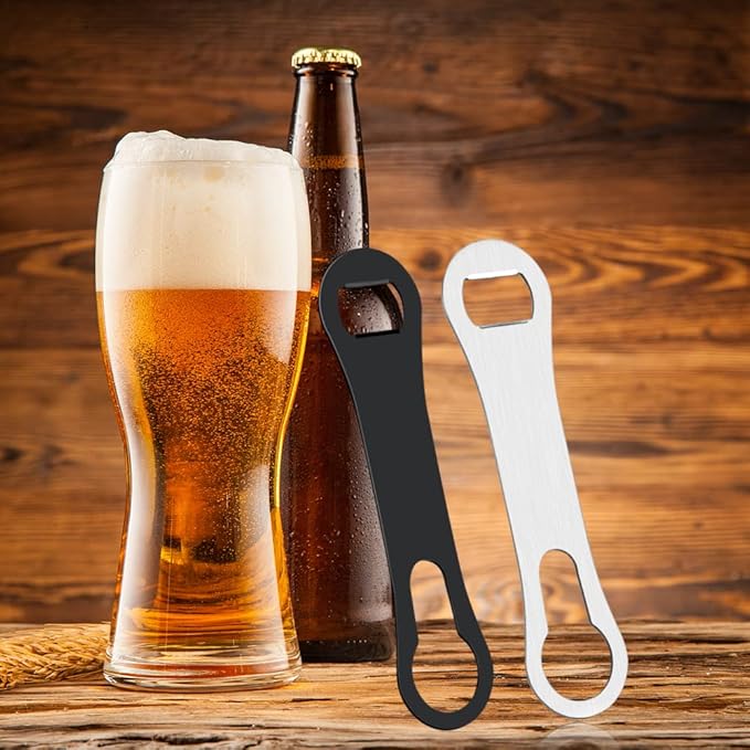 10 Pcs Stainless Steel Flat Bottle Opener Wine Bottle Opener, Bottle Opener for Bar Pour Spout Remover Flat Bar Key Metal Speed Key Opener for Bartenders Home Kitchen(Black, Silver)