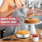 P&P CHEF 8 Inch Round Cake Pan Set of 3, Stainless Steel Round Baking Layer Pans Bakeware for Layer Birthday Cake, Fit Oven/Pots/Pressure Cooker, Leakproof & Dishwasher Safe, Silver