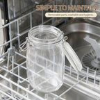 ODBCYWM 51oz Glass Food Storage Jars with Airtight Lids, Set of 3 – Clear Preserving Seal Wire Clip Fastening Canisters for Kitchen Canning, Flour, Cereal, Pasta, Sugar, Beans, Pickling Jars (51oz*3)