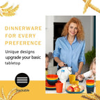 Rubtlamp Wheat Straw Dinnerware Set, 16Pcs Unbreakable Plates And Bowls Sets of 4, Plastic Plates Set Reusable (Four Colors) Include Dinner Platos, Dessert Platos, Cereal Bowls, Cups for Daily