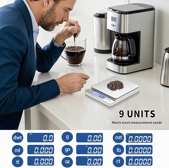 Gram Scale Small Digital Food Scale, 500g by 0.01Gram/0.001Ounce, Accurate Weighting, MEIYA Multifunction Kitchen Scale for Jewelry/Baking/Soap, 9 Units, Tare Function, LCD Display, Including Battery
