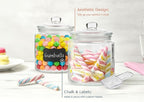 KooK Glass Storage Jars with Lids - 29oz (Set of 2), Kitchen Canisters for Sugar, Cookies, Cotton Balls, Glass Containers with Chalkboard Labels and Airtight Lid