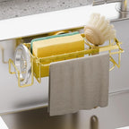TAILI Sponge Holder with Strong Suction Cup, 4-in-1 Rustproof Sink Organizer - Sink Caddy Holds Sponges, Brushes, Stoppers & Scrapers -Gold