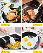 Pack of 2 Silicone Solid Turner, Non Stick Slotted Kitchen Spatulas, High Heat Resistant BPA Free Cooking Utensils, Ideal Cookware for Fish, Eggs, Pancakes(White)