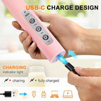 YUSWKO Pink Handheld Milk Frother Wand with Stand for Coffee, Rechargeable Electric Whisk with 3 Heads 3 Speeds Drink Mixer Coffee Frother For Latte, Cappuccino, Hot Chocolate, Egg