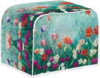 JEOCODY Colorful Flower Toaster Covers Dustproof Toaster Bread Maker Cover Fits for Most Standard 2 Slice Toasters, Universal Size Microwave Oven Dustproof Cover Women Gift