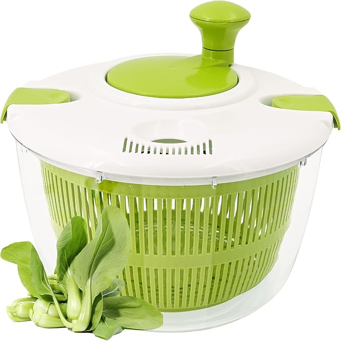 5Qt High-Efficiency Salad Spinner & Vegetable Dehydrator -Quick-dry salad spinner,Manual Kitchen Tool for Lettuce,Berries,Quick Spin Dry Vegetables