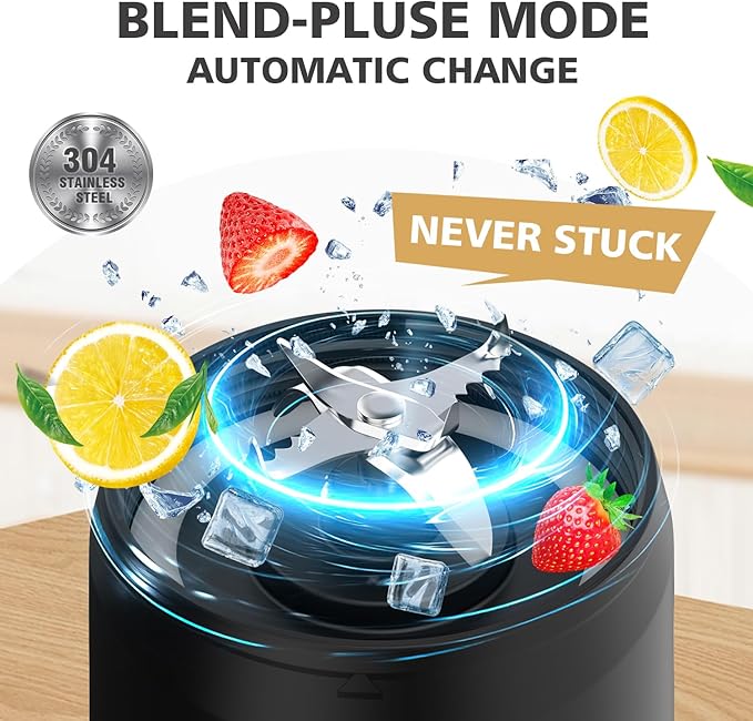 Portable Blender with Insulated Carrying Case & Recipe Book for Shakes and Smoothies, 24 OZ Personal Juicer Electric Protein Shaker Bottle, Mini Small Blender Cup with USB-C Rechargeable, Travel Lid