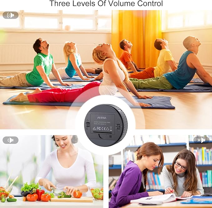 AVINIA Digital Kitchen Timers, Visual timers Large LED Display Magnetic Countdown Countup Timer for Classroom Cooking Fitness Baking Studying Teaching, Easy for Kids and Seniors Silver