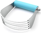Spring Chef Large Dough Blender For Baking, Dishwasher Safe Dough Cutter Tool, Stainless Steel Pastry Cutter Tool with Sharp Blades, Manual Pastry Blender for Easy Mixing - Aqua Sky