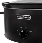HOMECOOKIN 7 Quart Slow Cooker Oval Manual Pot Food Warmer with 3 Cooking Settings, Black Stainless Steel