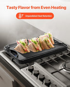 VEVOR Reversible Grill/Griddle, 14x8.5 inch Pre-Seasoned Cast Iron Griddle, Portable Rectangular Pan with Handle, Family Cookware for Indoor/Outdoor Stove Top Burner, Gas, Camping BBQ, Black