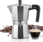 Yabano Stovetop Espresso Maker, 3 Cups Moka Coffee Pot Italian Espresso for Gas or Electric Ceramic Stovetop, Italian Coffee maker for Cappuccino or Latte