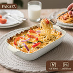 Bakeware Casserole Oven Dishes Baking - 3pcs Ceramic Rectangular Oven Serving Sets,（10.3/12.4/14.7）Stoneware Cookware Pan, Porcelain White Thanksgiving Ware for Cooking Lasagna (Green)