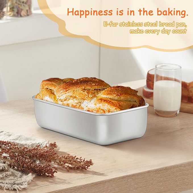 E-far Bread Pans for Homemade Bread, 14 Pack 9 x5 Inch Stainless Steel Loaf Pans, Rectangle Metal Bakeware for Baking Banana Loaf Meatloaf Brownies, Healthy & Non Toxic, Easy Release & Dishwasher Safe