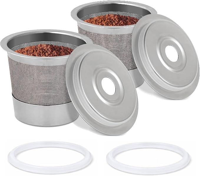 2 Pack Reusable Pods Compatible with Ninja Dual Brew Coffee Maker, Stainless Steel Permanent K Cups Filters for Ninja CFP101 & Ninja PB051 Coffee Maker