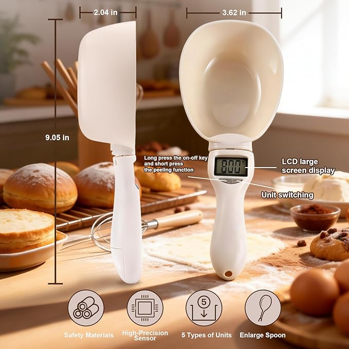 Handheld Electronic Measuring Spoon, Digital Measuring Spoon with Unit Conversion Function 800g/0.1g High Precision, LED Display, 2026 New Food Scale Scoop for Weighing Baking Cooking