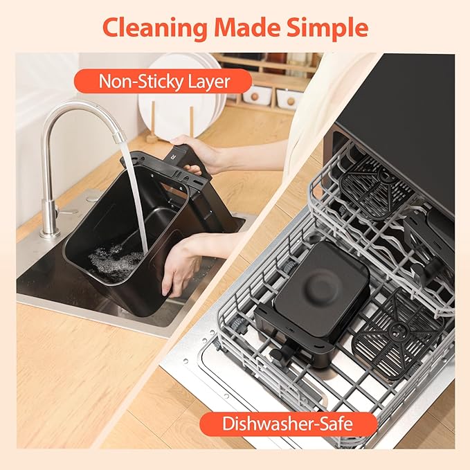 12QT Large Dual Air Fryer, 10-in-1 Double Zone Airfryer with 2×6QT Baskets, 60° Easy-Panel with Full Touchscreen, SyncCook Function, Viewing Window, Nonstick & Dishwasher Safe, 2 Dishes at Once, Black