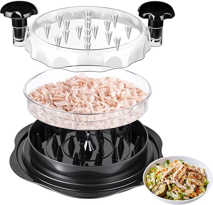 Chicken Breast Shredder, Chicken Shredder Tool Twist Large, Visible Meat Shredder Tool Twist with Separate Plate, Non-Slip Bottom, Ergonomic Handle, BPA free, Suitable for all kinds of Cooked Meat