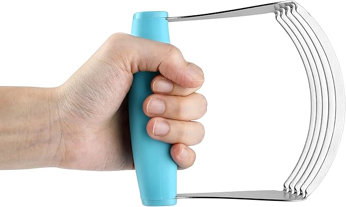 Spring Chef XL Dough Blender Tool For Baking, Heavy Duty Pastry Blender, Stainless Steel Pastry Cutter with Durable Blades, Dough Mixer, Butter Cutter for Easy Mixing, Dishwasher Safe - Aqua Sky