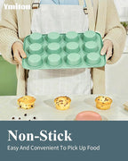 Ceramic Nonstick Baking Pans Set, Non Toxic 30 PCS Stackable Bakeware Sets, 550°F Oven Safe Baking Sheet & Pans, Warp-Free, Dishwasher Safe, PTFE/PFOA/PFOS-Free (Green)