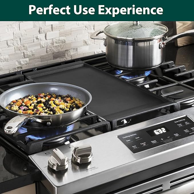 Upgraded Aluminum WB31X24738 WB31X49806 Griddle Replacement Parts for GE Gas Stove Non-stick Appliance Griddles 19.5’’ x 9’’ GE JGBS66REKSS JGBS66REK3SS 30In Center Range Cooktop Griddle Pan Plate