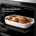 DOWAN Ceramic Casserole Dish for Oven, 9x13 Deep Lasagna Pan, Large Baking Dish with Handles, 4.3 Quarts Durable and Oven Safe Pan, for Roasting and Baking, Alabaster White