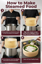 Prime Home Direct Bamboo Steamer Basket 10-Inch | 2-Tier Steamer for Cooking | 50 Liners, Chopsticks, Sauce Dish | Steaming Asian Food, Bao Buns, Chinese, Dim Sum, Dumpling, Rice, Vegetable Steam Pot