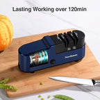 Northmas Knife Sharpener, Professional Electric Knife Sharpener for Home Use, 2 Stages for Quick Sharpening & Polishing, 100V-240V Global Voltage Design, Blue