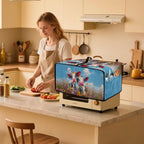 Cow Butterfly Flower Print Toaster Oven Cover, Dust-proof Heat-resistant Air Fryer Cover with Accessory Pockets, Kitchen Small Appliance Protector, (Medium-16.1*19.71*10 inches)